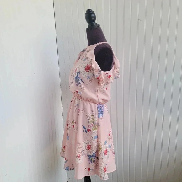 Ava Yelly Pink Floral Ruffle Sleeveless Dress Nordstrom Flowy Keyhole Sz 16 - Picture 14 of 16
